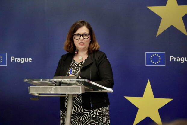 Milena Hrdinková, poradkyně předsedy vlády pro záležitosti Evropské unie, na konferenci: Právní stát v Česku, 21. července 2026, Praha | fotografie: Natalie Pfleger, TI